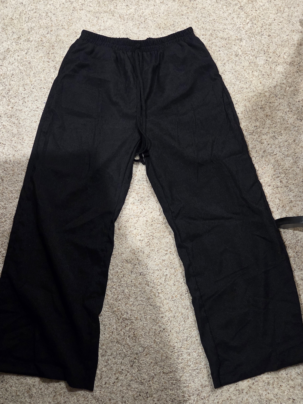 SHEIN Black Elastic-Waist Wideleg Cordauroy Jogger Pants